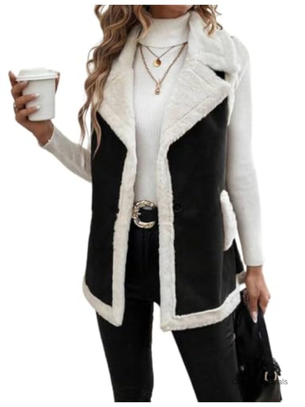 Sherpa Lined Suede Vest Faux Fur Sleeveless Warm Outerwear